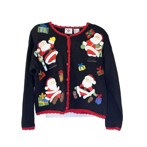 Vintage Nutcracker Women Small Embroidered Santa Ugly Christmas Cardigan Grandma - Picture 1 of 8